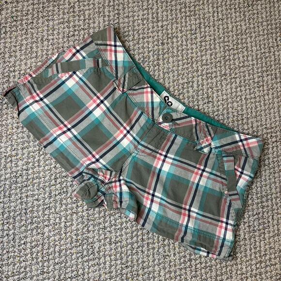 Y2K vintage plaid pink & blue mini micro low rise shorts - Picture 3 of 5
